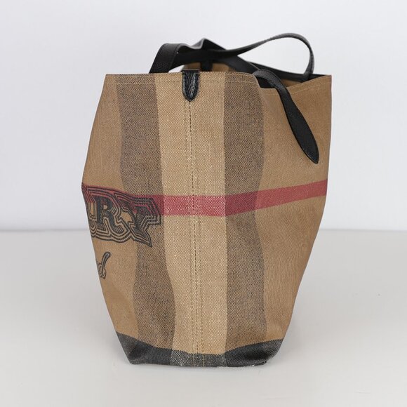 Burberry Doodle Shoulder Tote Bag Nova Check Pattern Print Coated Canvas Italy - Picture 4 of 9